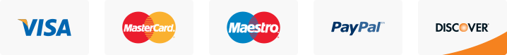 Paiement par Visa, Mastercard, Maestro, PayPal et Discover