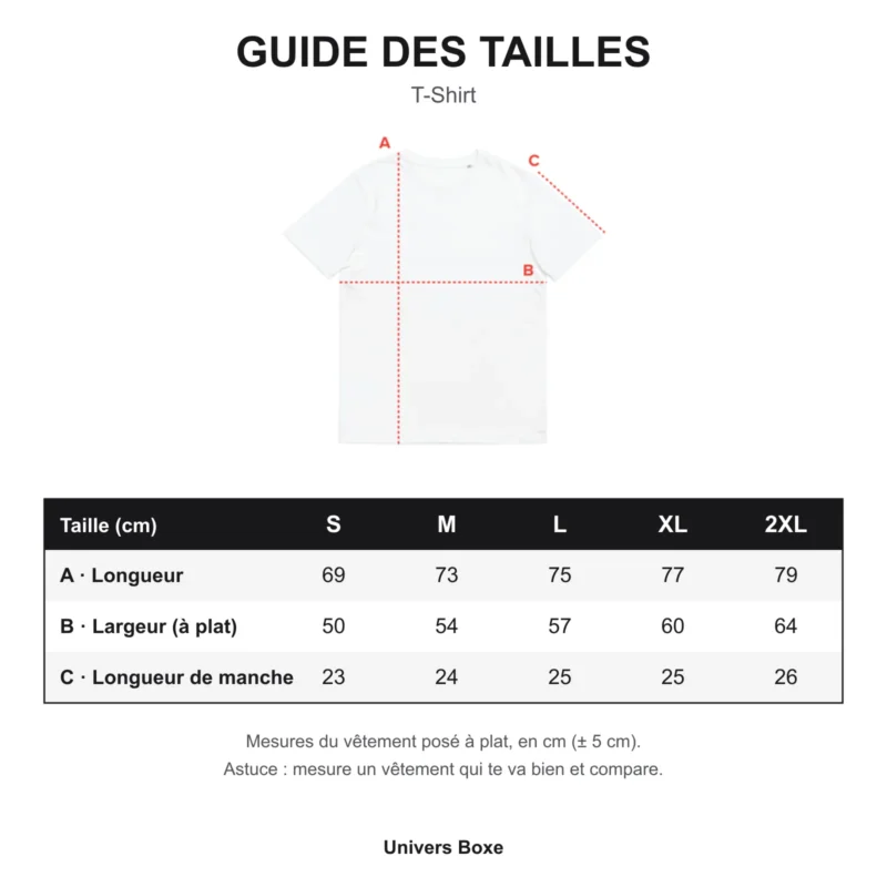 Guide des tailles – T-Shirts Back